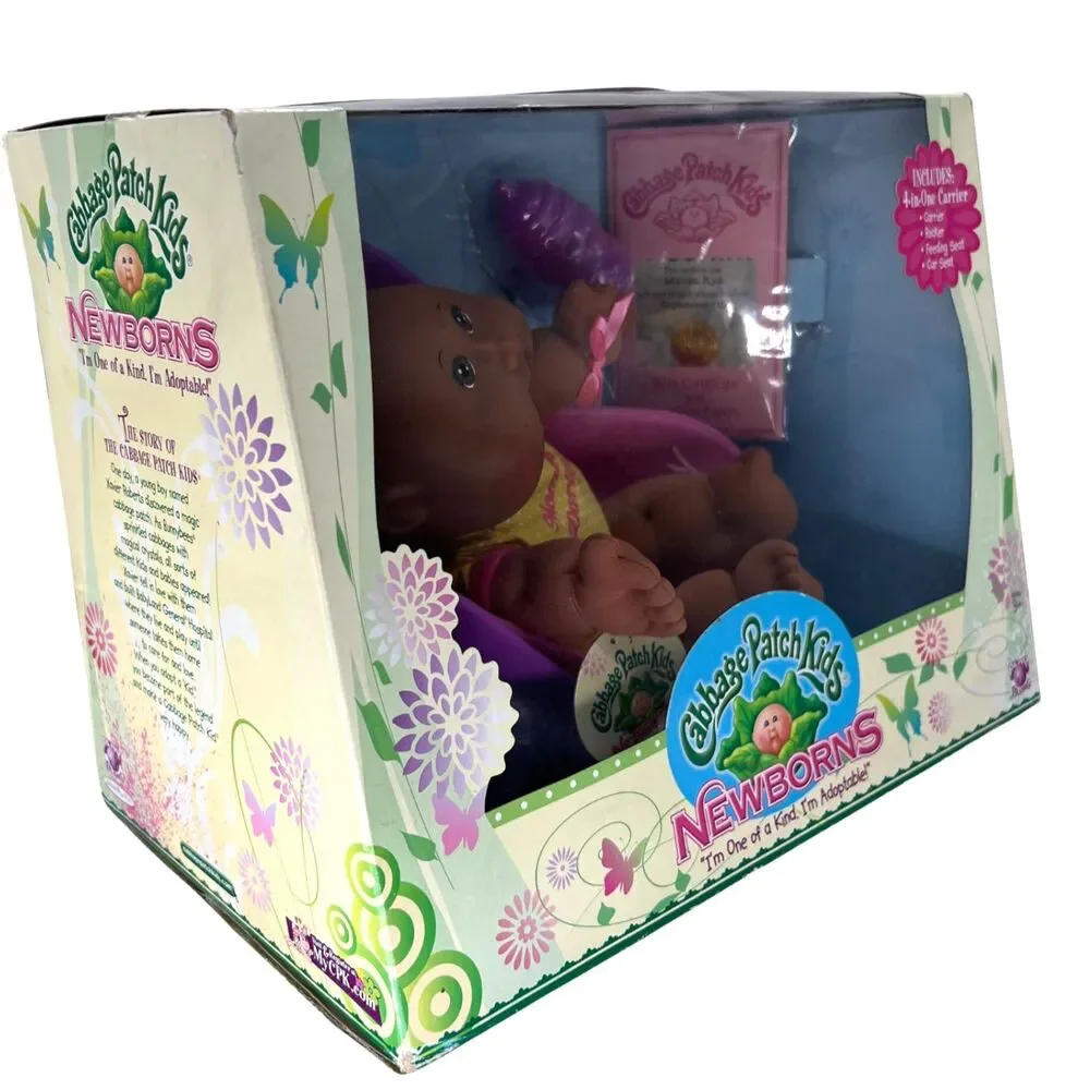 Cabbage Patch Kids Newborns Doll Dark Skin Carrier, Birth Papers, Box 2009 NEW